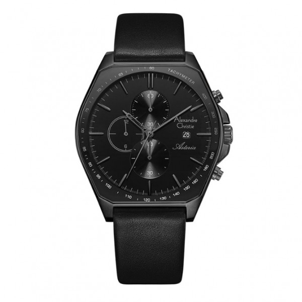 Alexandre Christie AC 6648 Full Black Leather MCLIPBA